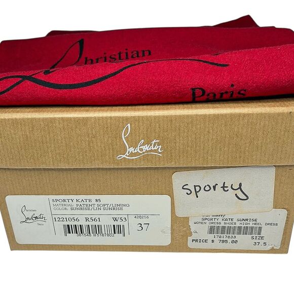 Christian Louboutin Sporty Kate 85 Patent Pumps Sunrise Orange Size 37.5 Heels - Picture 9 of 14